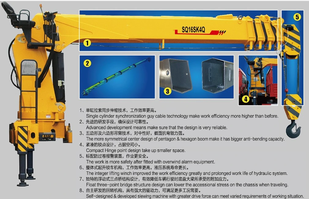 China Manufacturer 6.3 Ton Hydraulic Truck Mounted Crane for Sale