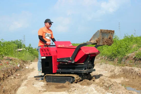 Mini camión volquete autocargable sobre orugas en caliente, precio 4 x 4, transportador sobre orugas, aceite diésel, granja de palma, mini volquete, transportador sobre orugas de 2 toneladas